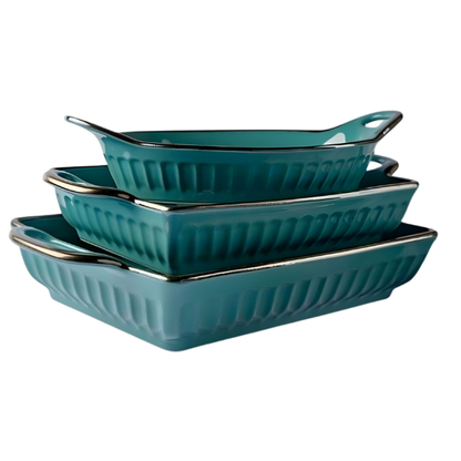 3-Piece Ceramic Casserole Baking Dish Set - Cookware Collection