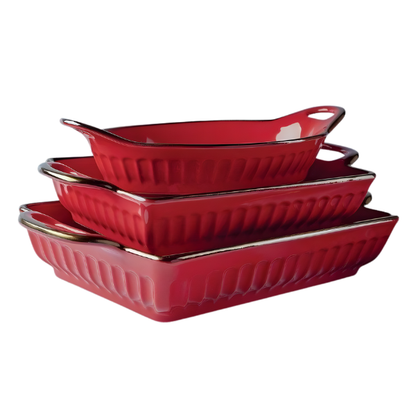 3-Piece Ceramic Casserole Baking Dish Set - Cookware Collection