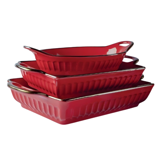3-Piece Ceramic Casserole Baking Dish Set - Cookware Collection