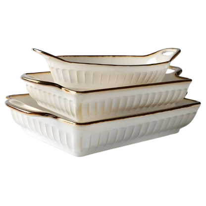 3-Piece Ceramic Casserole Baking Dish Set - Cookware Collection