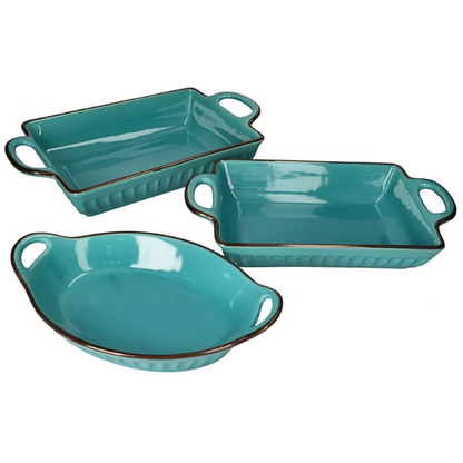3-Piece Ceramic Casserole Baking Dish Set - Cookware Collection