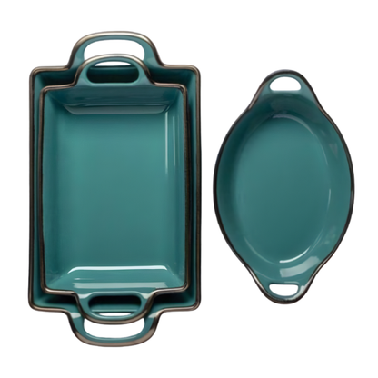 3-Piece Ceramic Casserole Baking Dish Set - Cookware Collection