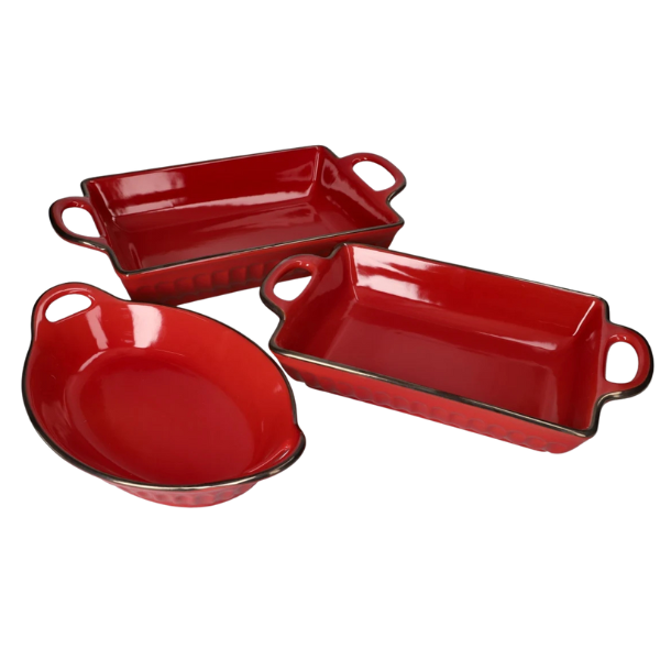 3-Piece Ceramic Casserole Baking Dish Set - Cookware Collection