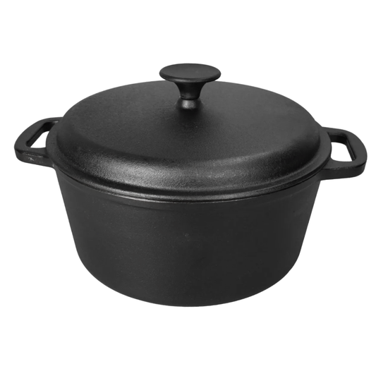 Cast Iron Pot with Lid - 4L Heavy-Duty Cooking Pot for Even Heat & Flavour