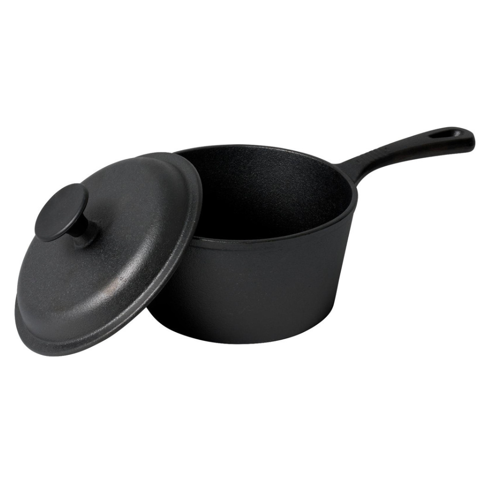 Cast Iron Saucepan with Lid - Heavy-Duty Pot for Even Heat & Rich Cooking
