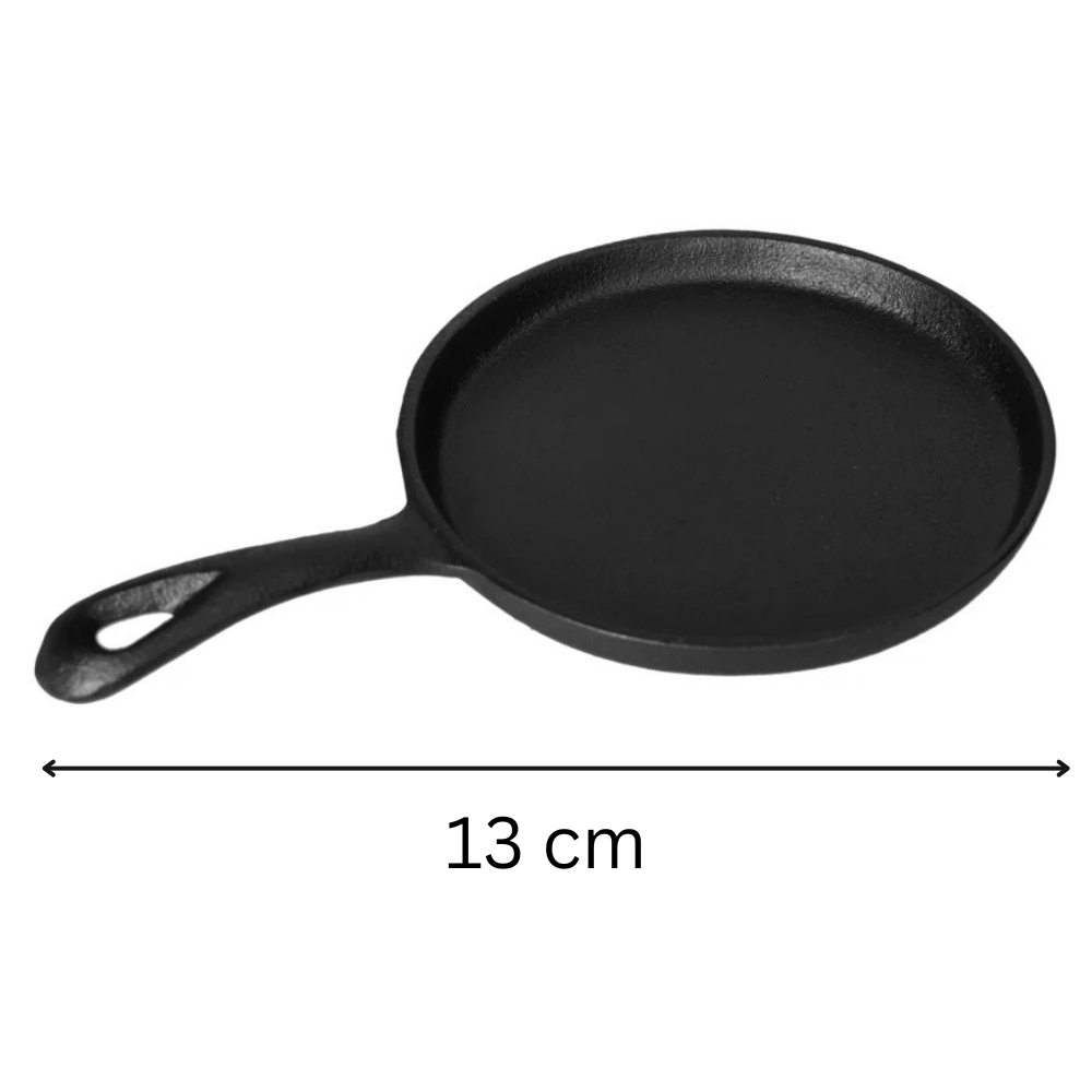 Cast Iron Skillet Fry Pan - 13 cm Heavy-Duty Cooking Pan for Even Heat & Searing