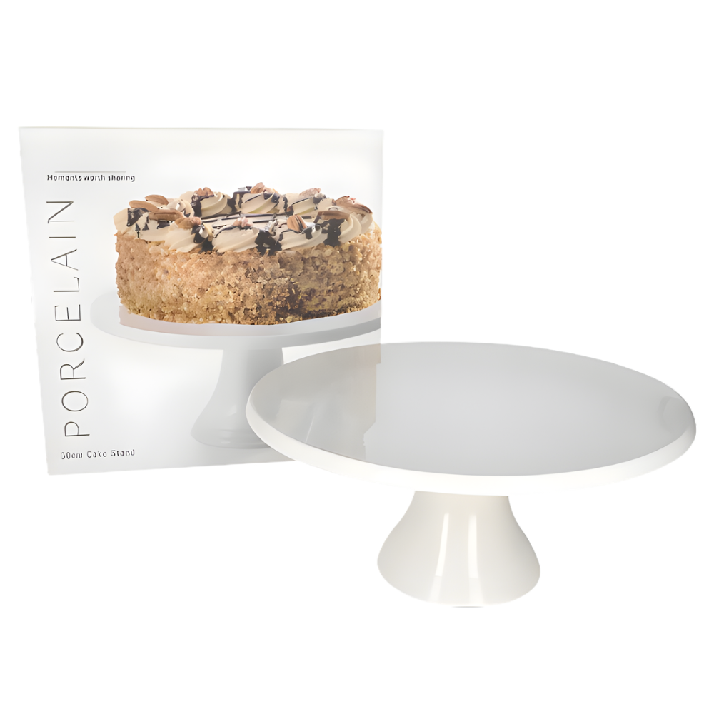 Elegant White Ceramic Cake Stand – Premium Display Plate for Cakes, Tarts & Desserts
