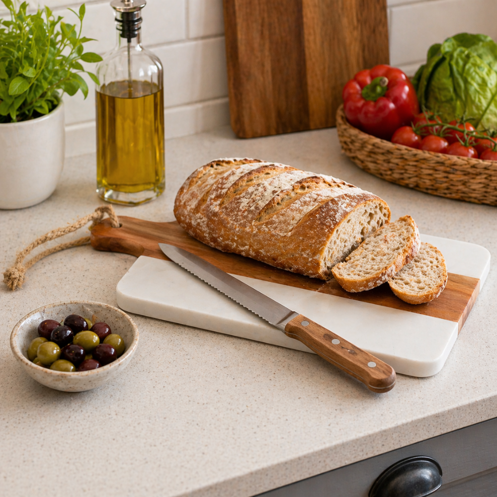 Premium Wooden Cheese Board with Handle and Hanging Rope - 25 cm