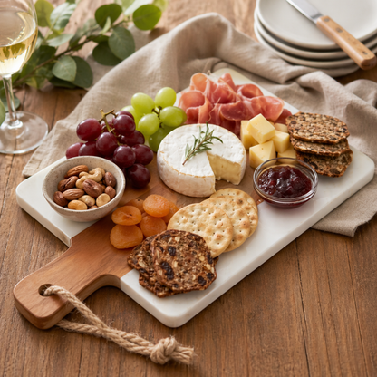 Premium Wooden Cheese Board with Handle and Hanging Rope - 25 cm