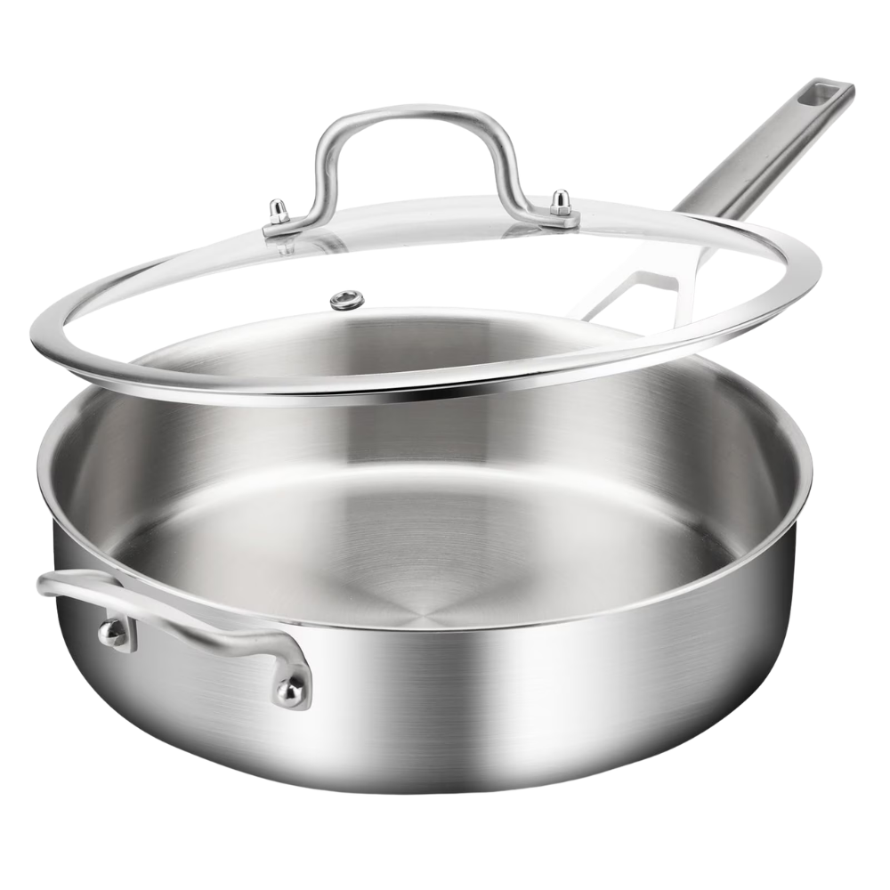 Stainless Steel Chef's Classic Pan with Lid - Multi-Purpose Cooking Pan - 30 cm