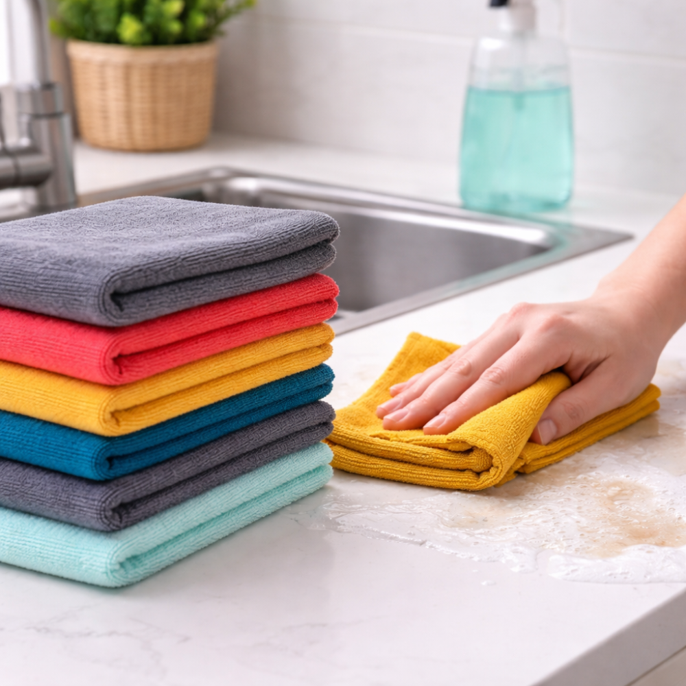 6-Pack Microfiber Cleaning Cloths - Multi-Purpose & Ultra-Absorbent Towels