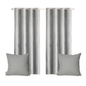 Luxury Home Décor Grey Curtain & Cushion Cover Set - 2 Curtains 2 Covers