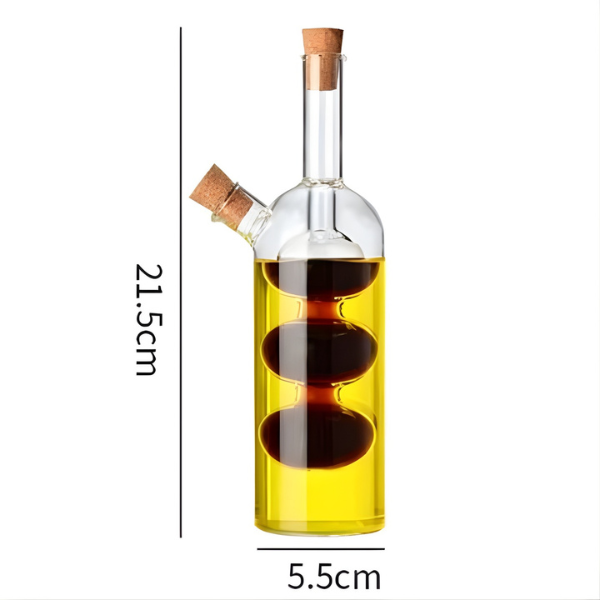 Glass Oil & Vinegar Cruet Bottle with Dual Spouts and Cork Stoppers - 270ml