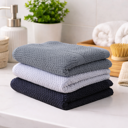 Cotton Face Towels - Soft, Absorbent and Quick-Drying Washcloth Set - 3-Pack
