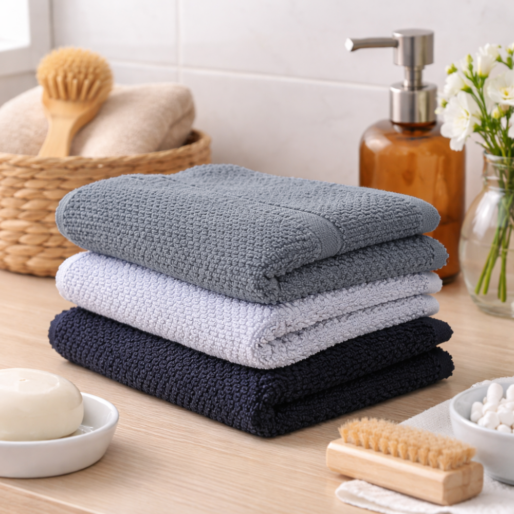 Cotton Face Towels - Soft, Absorbent and Quick-Drying Washcloth Set - 3-Pack