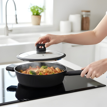 Forged Deep Non-Stick Frying Pan with Glass Lid - Induction Ready - 28 cm