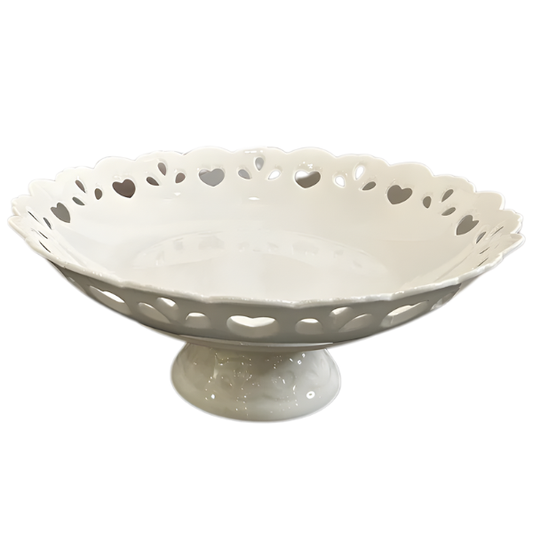Decorative Porcelain Fruit Bowl with Cut-Out Design - 30 cm