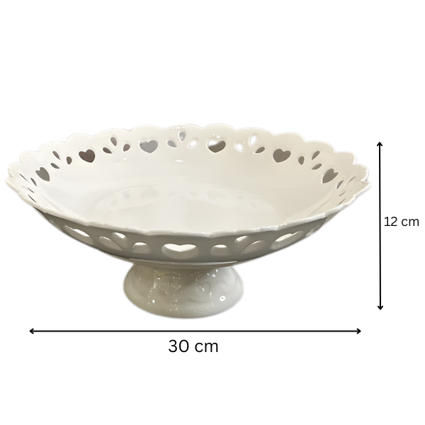 Decorative Porcelain Fruit Bowl with Cut-Out Design - 30 cm