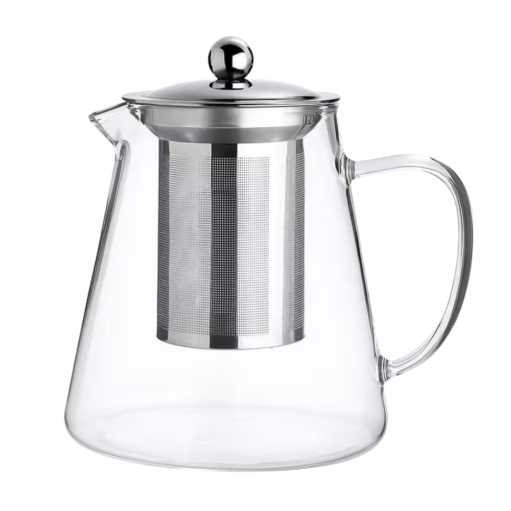 Glass Teapot with Stainless Steel Infuser – Heat-Resistant Tea Brewer