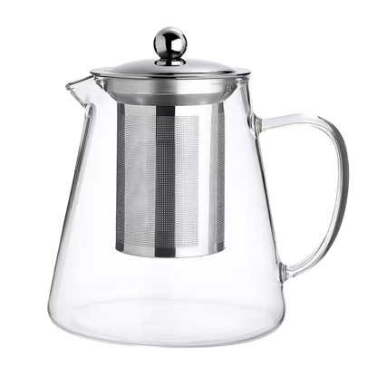 Glass Teapot with Stainless Steel Infuser – Heat-Resistant Tea Brewer