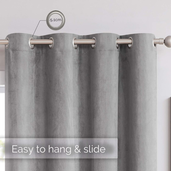 Luxury Home Décor Grey Curtain & Cushion Cover Set - 2 Curtains 2 Covers
