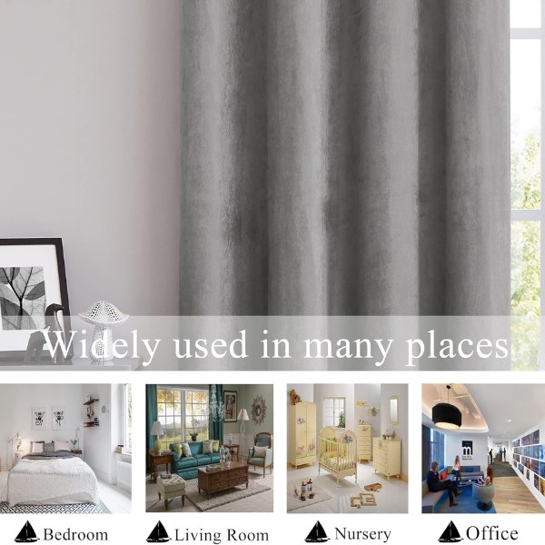 Luxury Home Décor Grey Curtain & Cushion Cover Set - 2 Curtains 2 Covers
