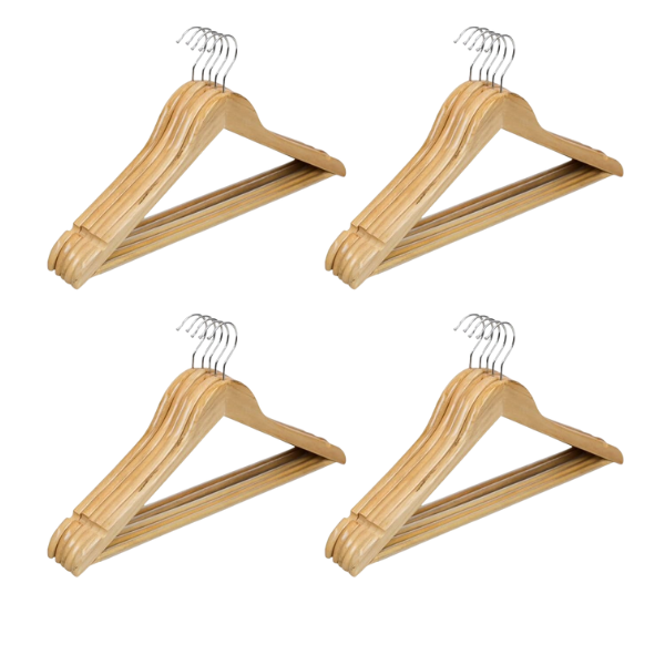 Brown Wooden Hangers - Keep Your Wardrobe Organised in Style - 20 Pack