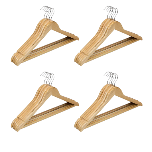 Brown Wooden Hangers - Keep Your Wardrobe Organised in Style - 20 Pack