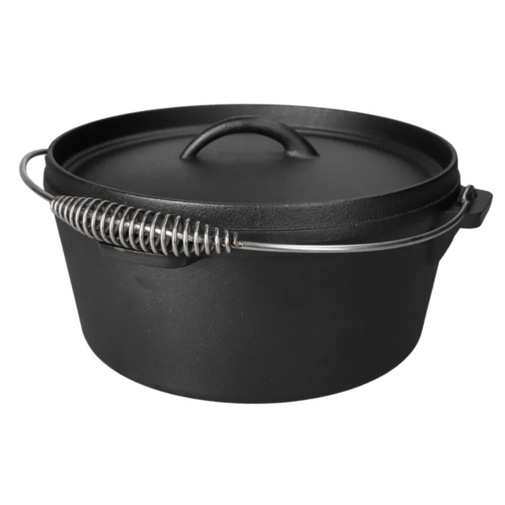 Cast Iron Potjie Pot with Lid & Carry Handle - Outdoor & Indoor Cooking