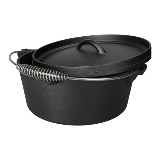 Cast Iron Potjie Pot with Lid & Carry Handle - Outdoor & Indoor Cooking
