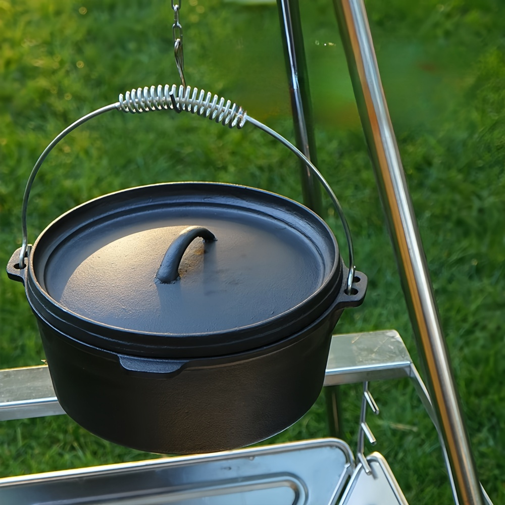 Cast Iron Potjie Pot with Lid & Carry Handle - Outdoor & Indoor Cooking