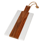 Acacia Wood & White Marble Serving Board – 38 cm Luxury Cheese & Charcuterie Platter