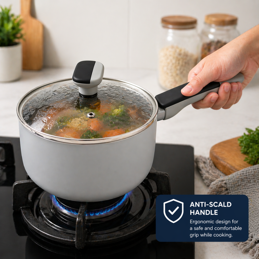 Non-Stick Saucepan with Glass Lid – Anti-Scald Handle Cooking Pot