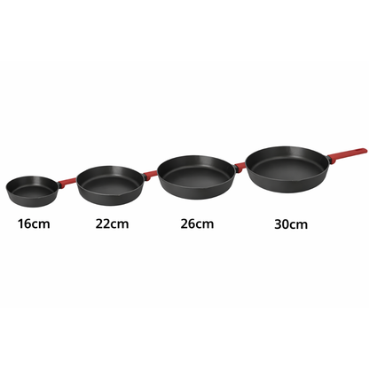 Non-Stick Frying Pan with Heat-Resistant Red Handle - Induction Ready