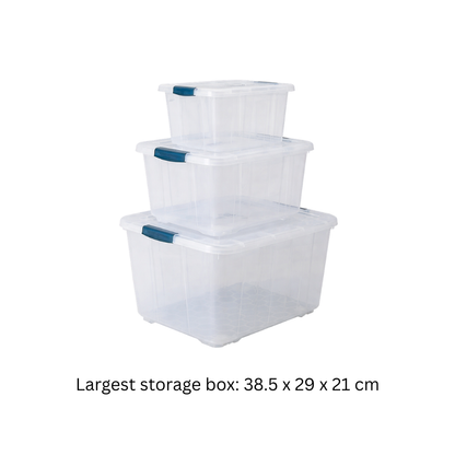 Clear Plastic Storage Boxes with Lids - Stackable Home Organiser Set