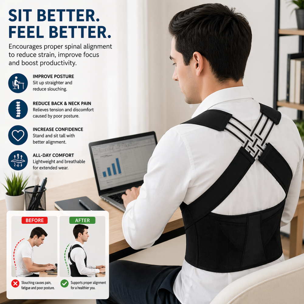 Adjustable Posture Corrector Back Brace – Upper Back & Shoulder Support