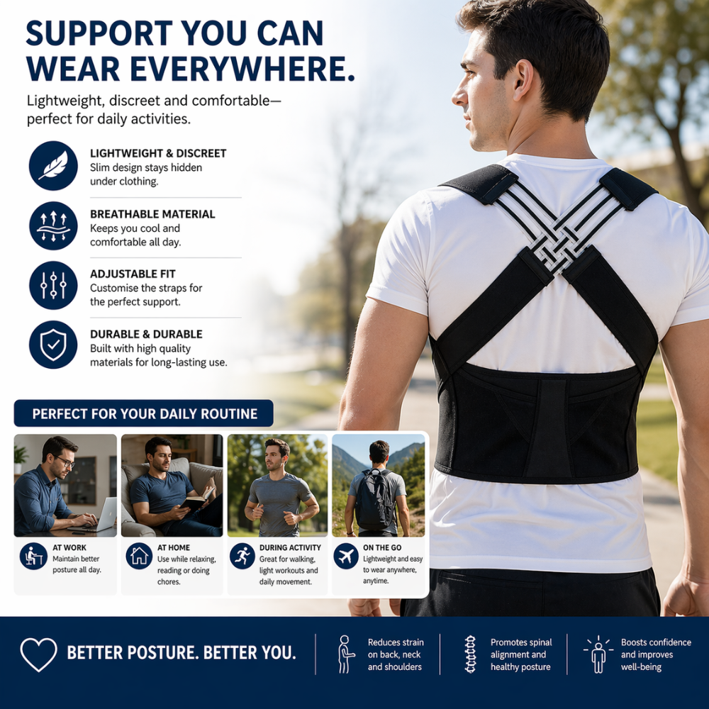 Adjustable Posture Corrector Back Brace – Upper Back & Shoulder Support