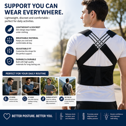 Adjustable Posture Corrector Back Brace – Upper Back & Shoulder Support
