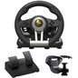 Gaming Steering Wheel with Pedals – Racing Simulator Wheel with Clamp Mount