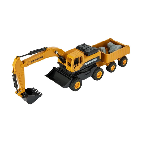 Construction Excavator Toy Set with Trailer & Accessories – Kids Engineering Play Vehicle Set