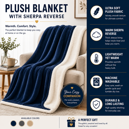 Plush Blanket with Sherpa Reverse – Ultra Soft Warm Fleece Throw Blanket