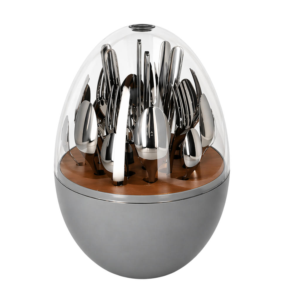 24-Piece Cutlery Set with Storage Stand – Gold Finish Stainless Steel Utensils