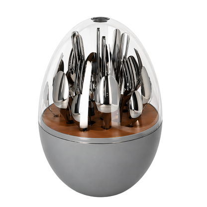 24-Piece Cutlery Set with Storage Stand – Gold Finish Stainless Steel Utensils