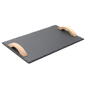 Premium Natural Slate Serving Tray with Ergonomic Wooden Handles
