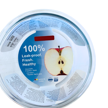 3-Piece Large Round Glass Food Containers Set - Airtight Leak-Proof Lids