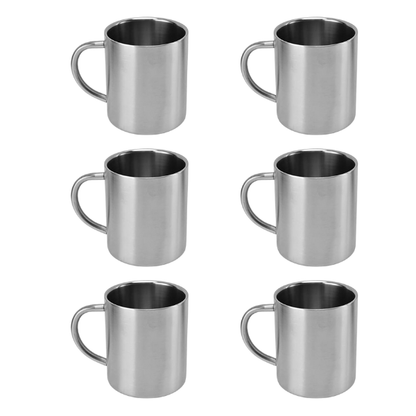 Premium 6-Piece Stainless Steel Cups Set - Durable Drinkware(400ml)