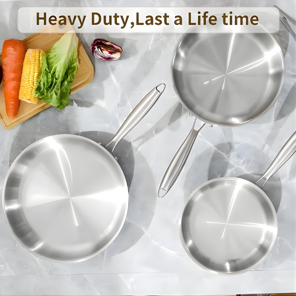 Stainless Steel Frying Pan - Durable, Even-Heat for Everyday Cooking