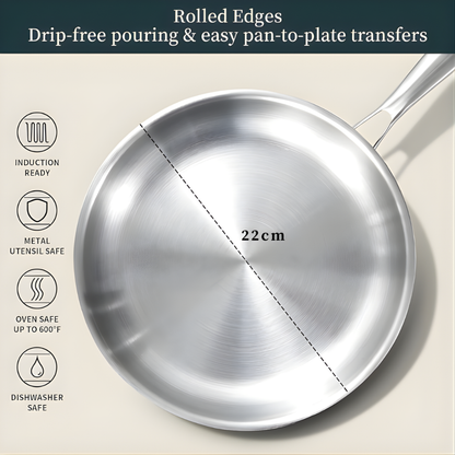 Stainless Steel Frying Pan - Durable, Even-Heat for Everyday Cooking