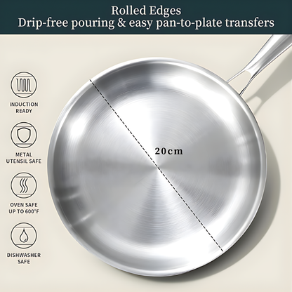 Stainless Steel Frying Pan - Durable, Even-Heat for Everyday Cooking