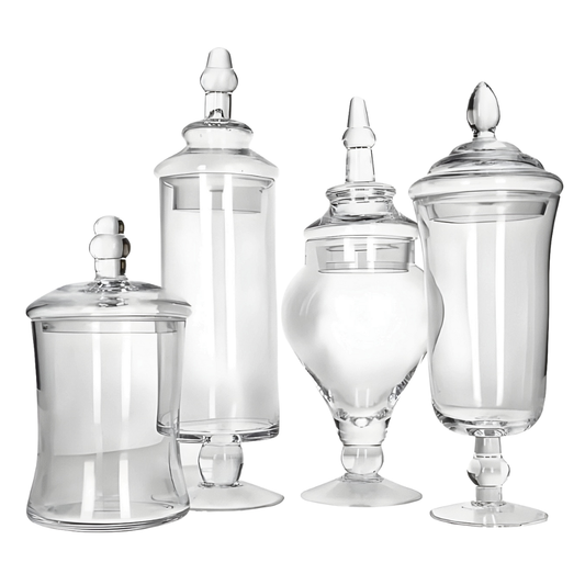 4-Piece Glass Storage Jar Set with Lids - Elegant Kitchen Containers